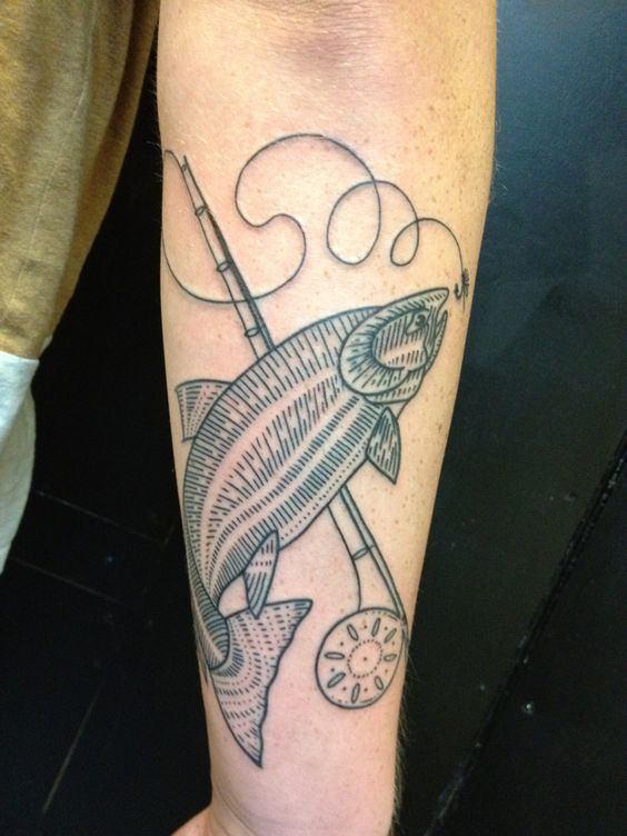 fish and rod tattoo