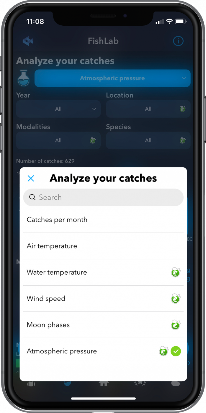 the best barometric pressure for fishing with FishLab wefish app